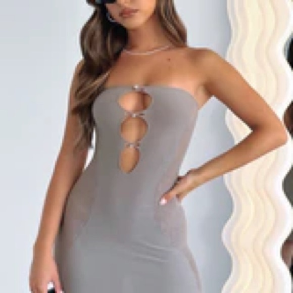 White Fox Attention Seeker Mini Dress Mushroom - Picture 2 of 5